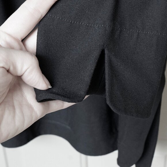 Eileen Fisher Black Stretch Tunic Top 3/4 Sleeve Goth Minimalist Viscose Tee - Picture 7 of 8